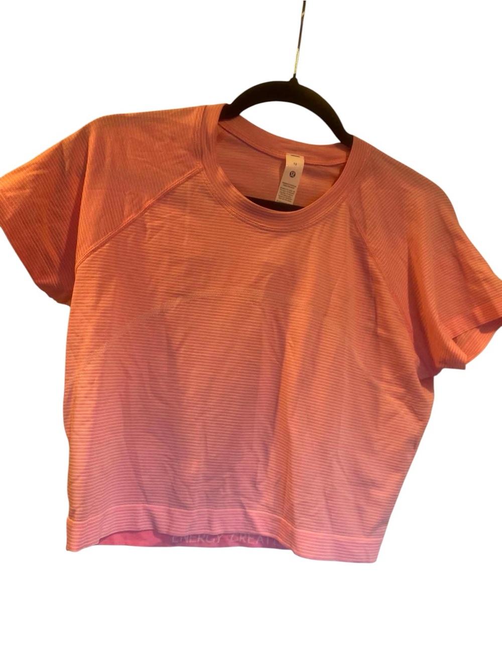 NWT Lululemon Swiftly Tech Cropped Short Sleeve 2.0 CANDY CLOUD STRIPED Size 12